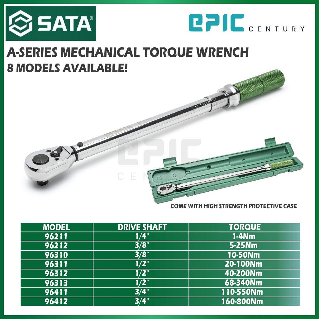 SATA A-SERIES MECHANICAL TORQUE WRENCH 1/4″ , 3/8″ , 1/2″ , 3/4″DR.