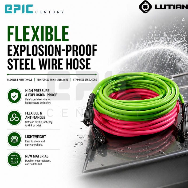 LUTIAN 15MTR FLEXIBLE HIGH PRESSURE HOSE (STEEL BRAIDED) GREEN FIELD & ROSE RED COLOR M22X1.5