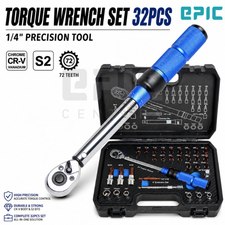 [EPIC] 32PCS Torque Wrench Set 1/4″ Drive 2-24N.m. |CR-V Steel | Automotive Repair Hand Tool Set