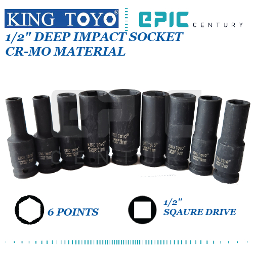 King Toyo 1/2″ 6Point Impact Socket 8 – 32Mm Deep Length