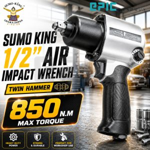 SUMO KING SKAIW12 1/2″ Twin Hammer Air Impact Wrench 850N.M Heavy Duty Pneumatic Gun Air Tool Workshop Repair