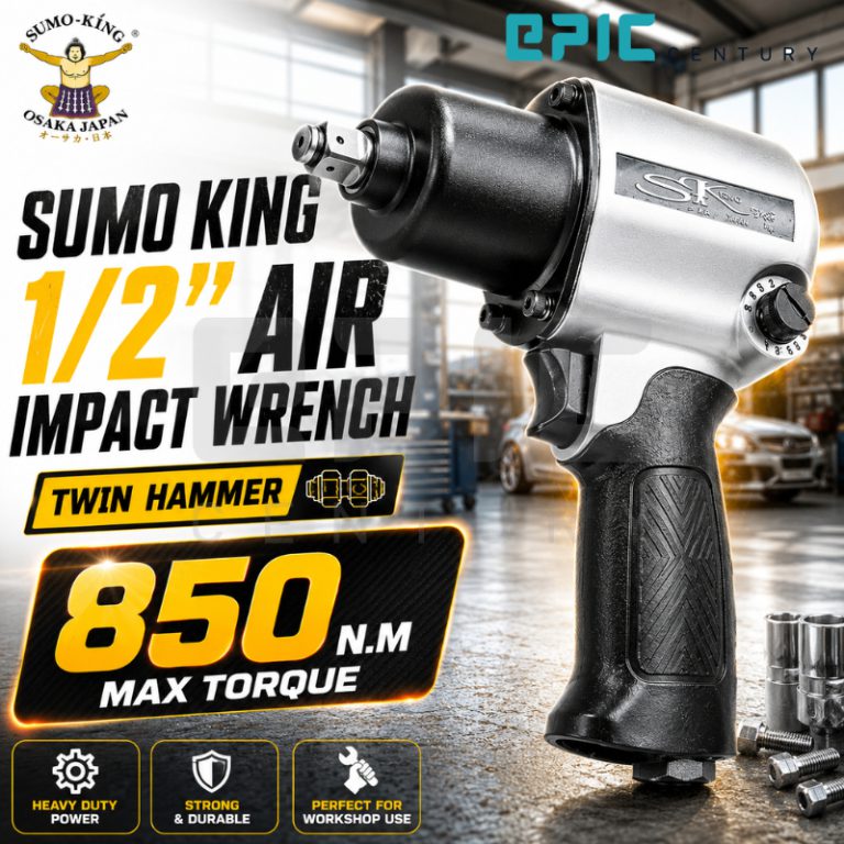 SUMO KING SKAIW12 1/2″ Twin Hammer Air Impact Wrench 850N.M Heavy Duty Pneumatic Gun Air Tool Workshop Repair