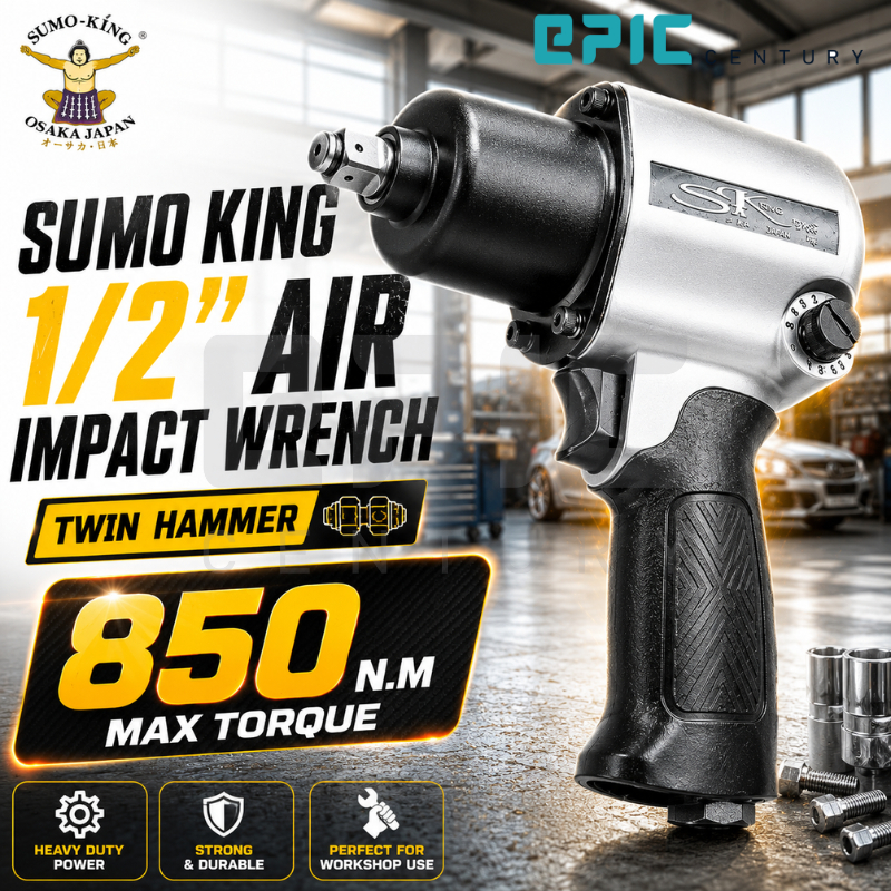 SUMO KING SKAIW12 1/2″ Twin Hammer Air Impact Wrench 850N.M Heavy Duty Pneumatic Gun Air Tool Workshop Repair