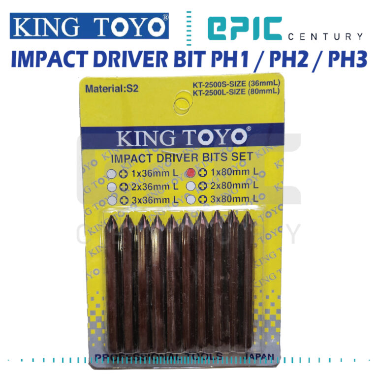 King Toyo Impact Driver Bit Ph1 / Ph2 / Ph3 X 36Mm / 85Mm Long (Sell By Pcs)